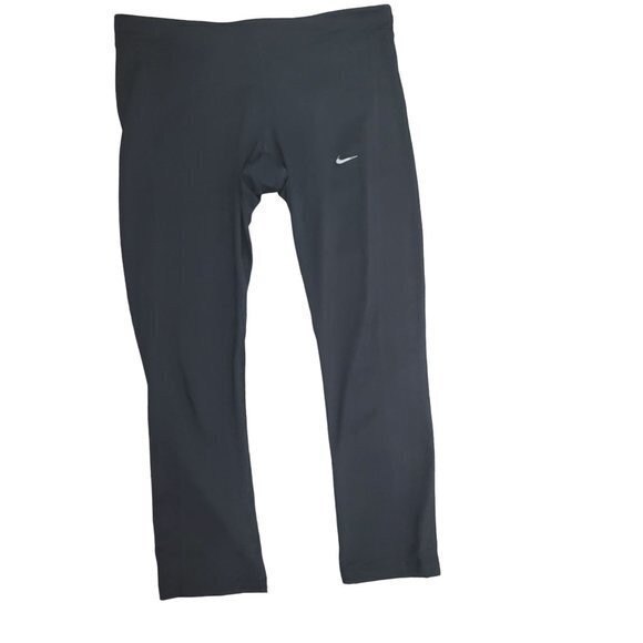 Nike Power Essential Women’s Size Medium Black Mid‎ Rise Running Crops Pants - Picture 1 of 10